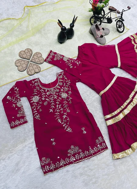 OC 205 Heavy Faux Georgette With Embroidery Sequence Work Top With Sharara Dupatta Wholesale Suppliers In India